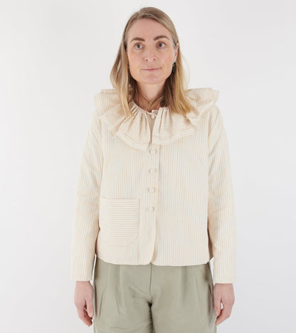 Japanese Mugwasher Stripes Cotton Rowan Jacket Apricot Stripe