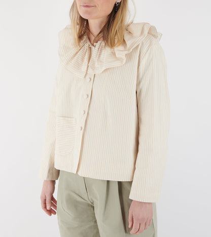Japanese Mugwasher Stripes Cotton Rowan Jacket Apricot Stripe