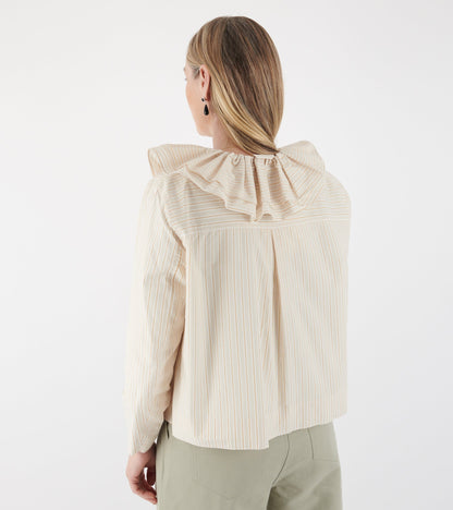 Japanese Mugwasher Stripes Cotton Rowan Jacket Apricot Stripe