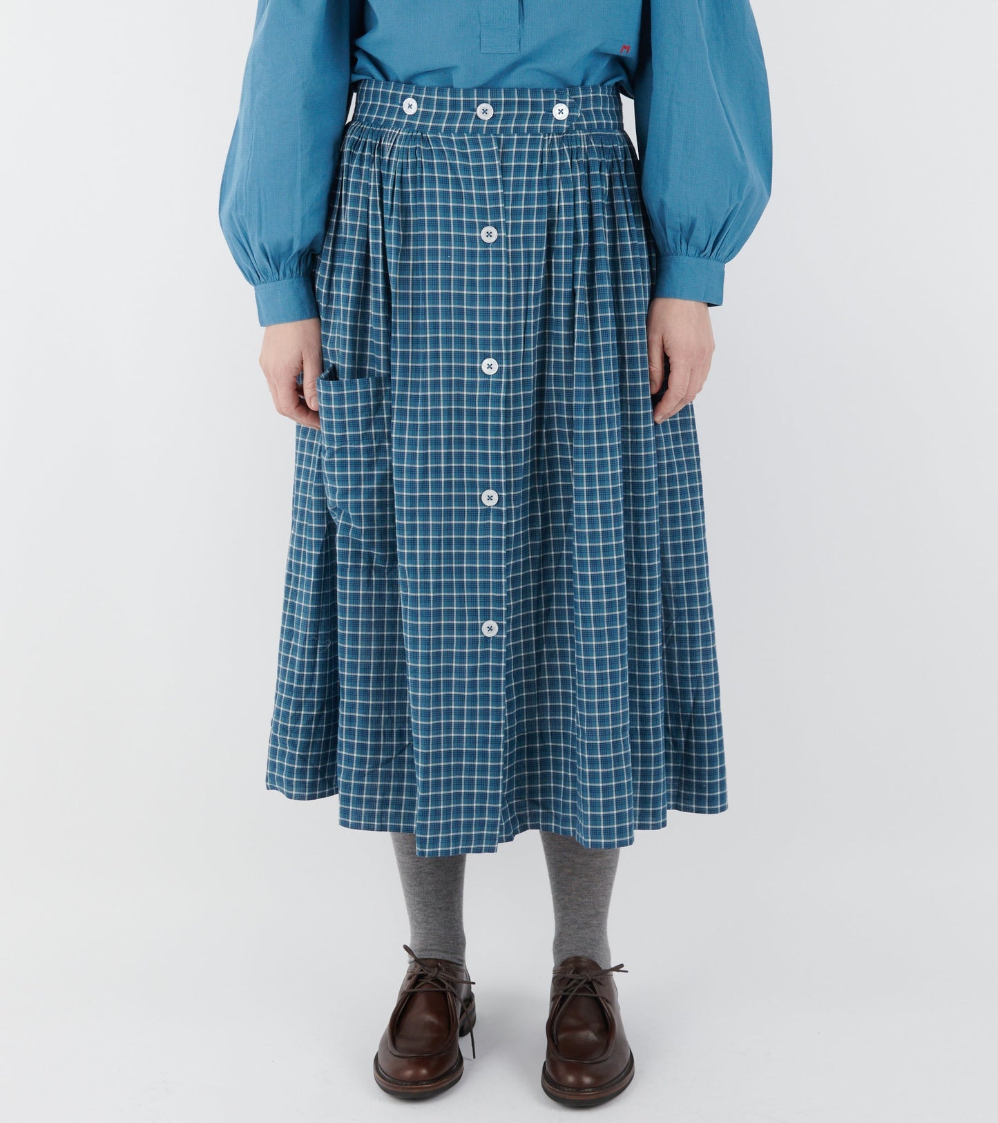 Mona Skirt No. 837 Messenger Checks Indigo