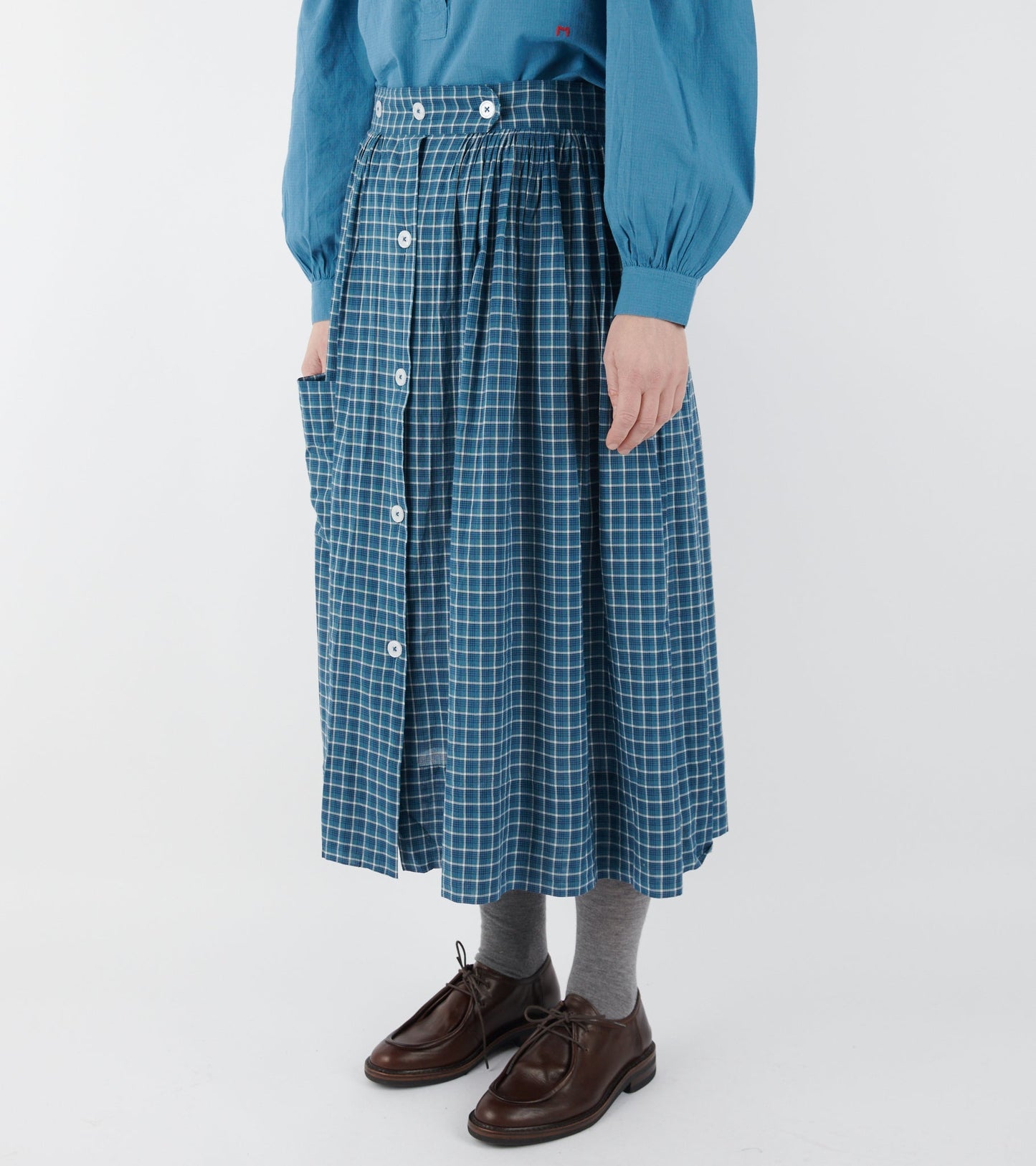 Mona Skirt No. 837 Messenger Checks Indigo