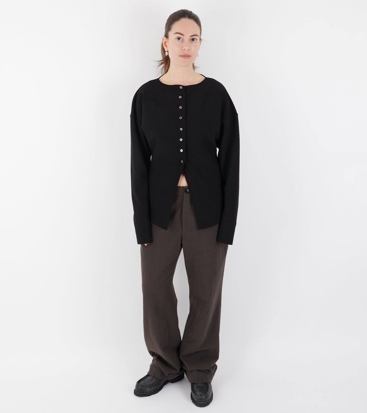 Lay2 Boatneck Cardigan Black