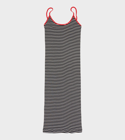 101 Strap Rib Mini Dress Black/Ecru/Red