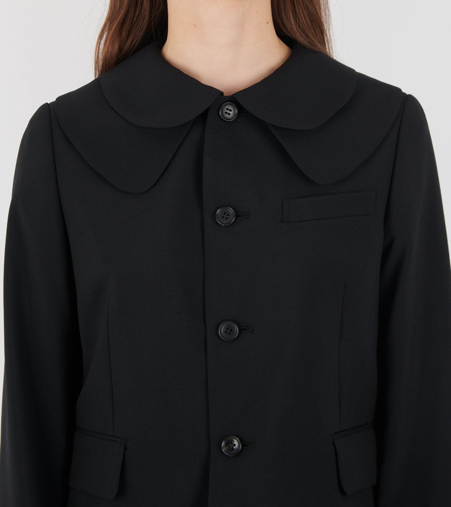 Double Collar Wool Blazer Black