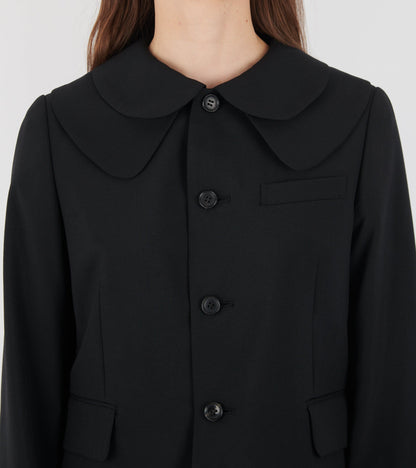 Double Collar Wool Blazer Black