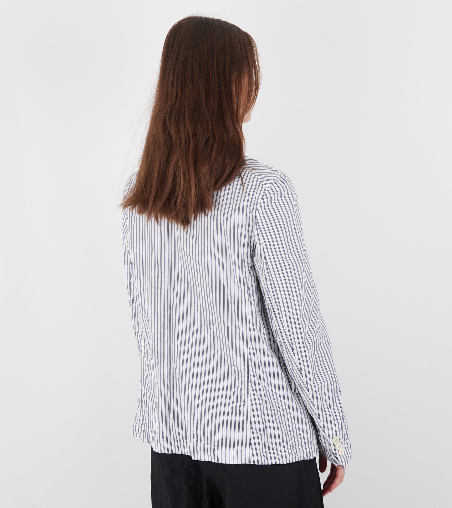 Striped Cotton Blazer White/Dark Blue
