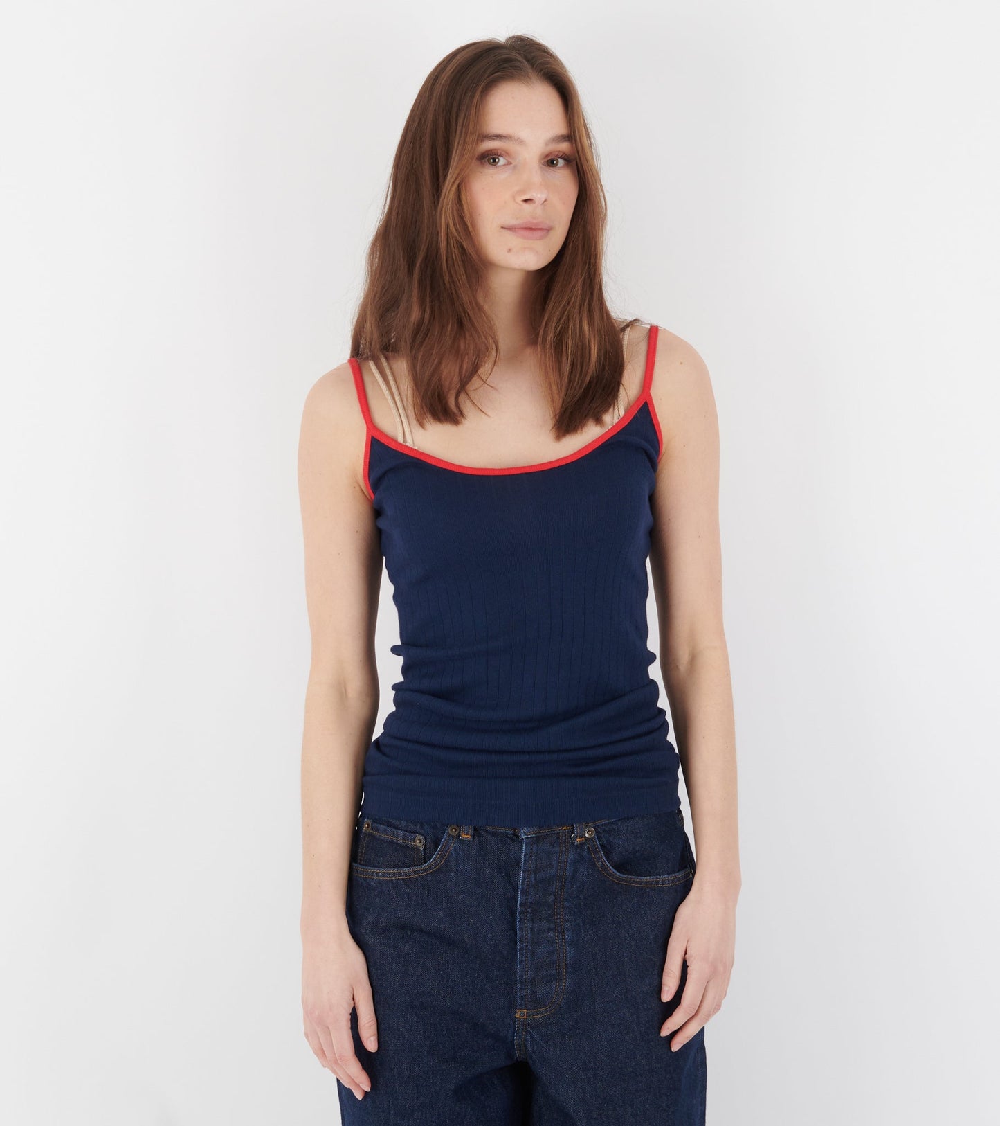 101 Strap Top Kontrast Marine/Red