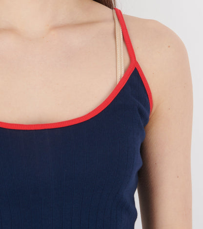 101 Strap Top Kontrast Marine/Red