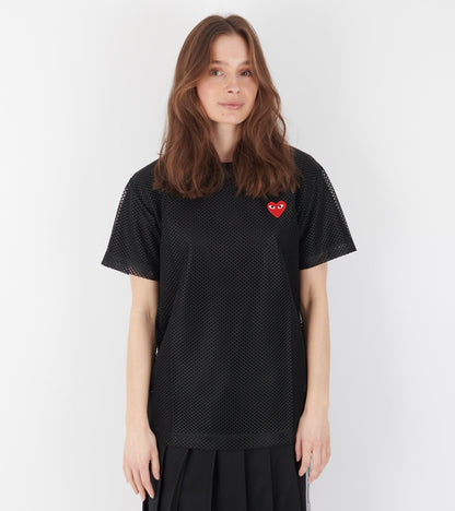 U Red Heart Mesh T-shirt Black