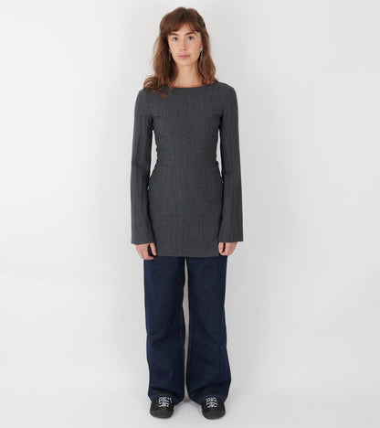 W Firm Dress Stone Grey Plisse Wool