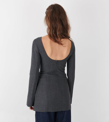 W Firm Dress Stone Grey Plisse Wool