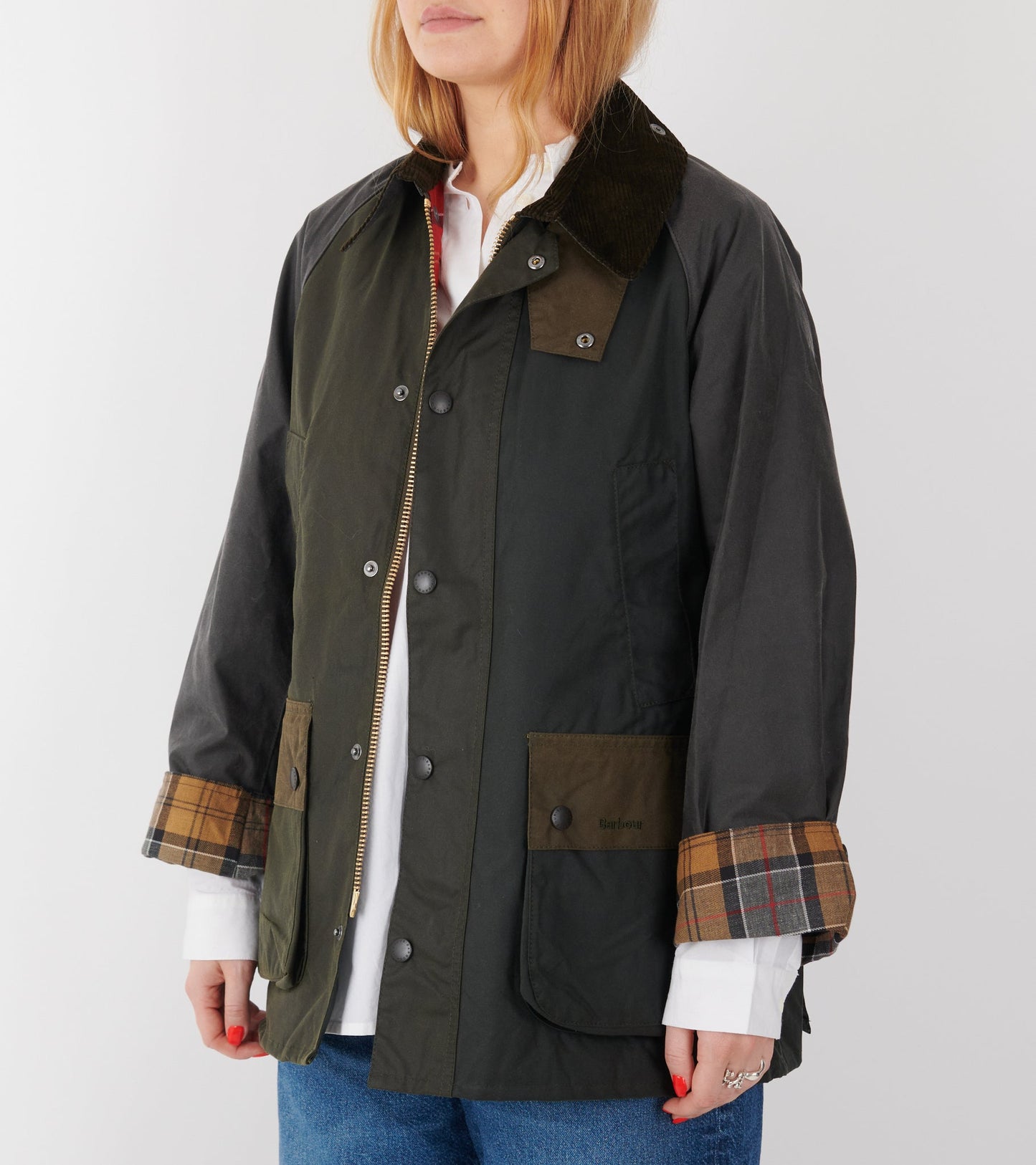 Barbour Patchwork OS Sage Bedale Wax Jacket