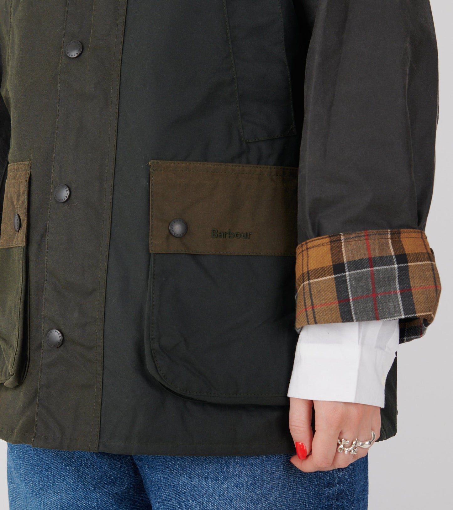 Barbour Patchwork OS Sage Bedale Wax Jacket
