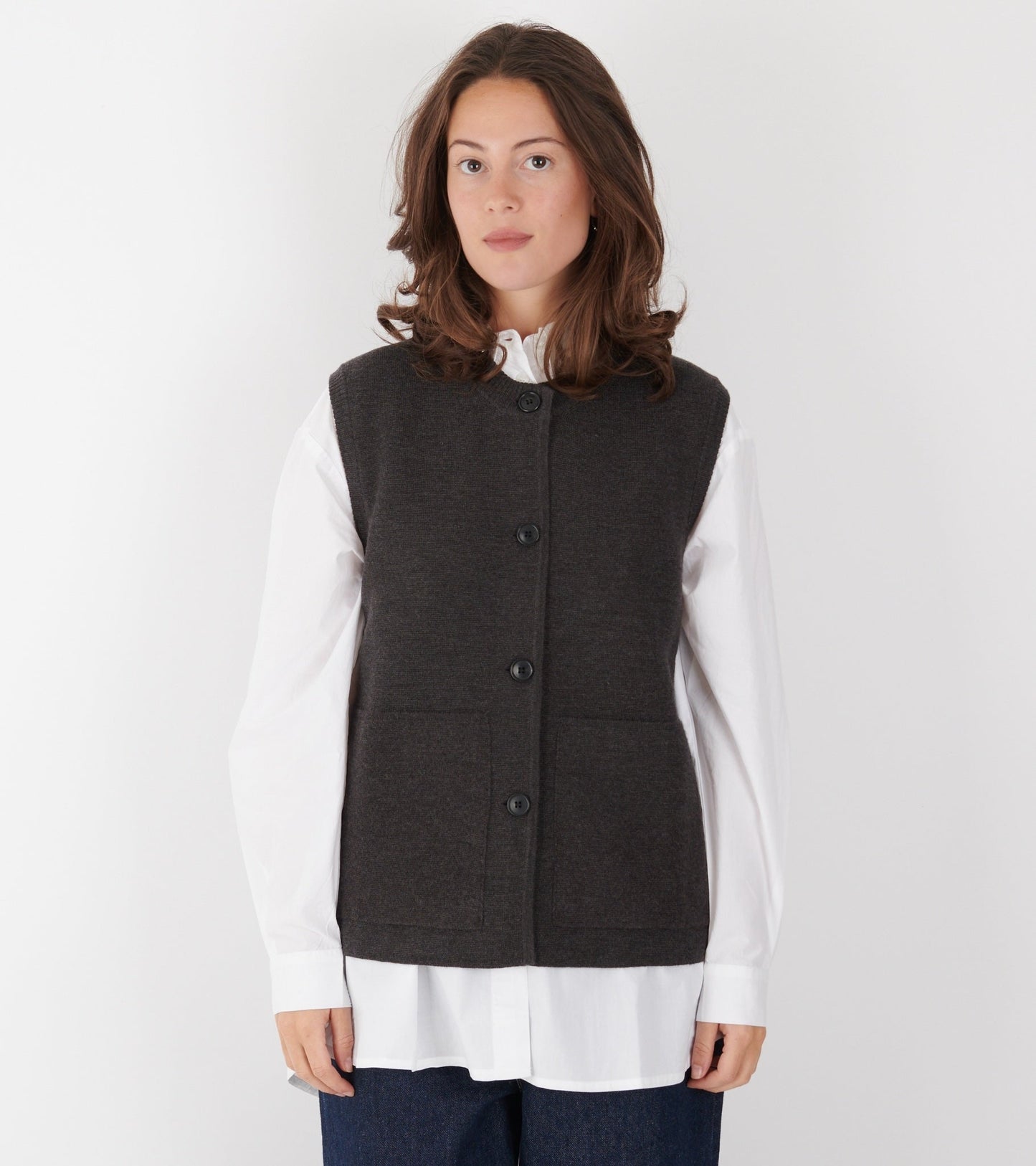Elva Vest Dark Brown Melange
