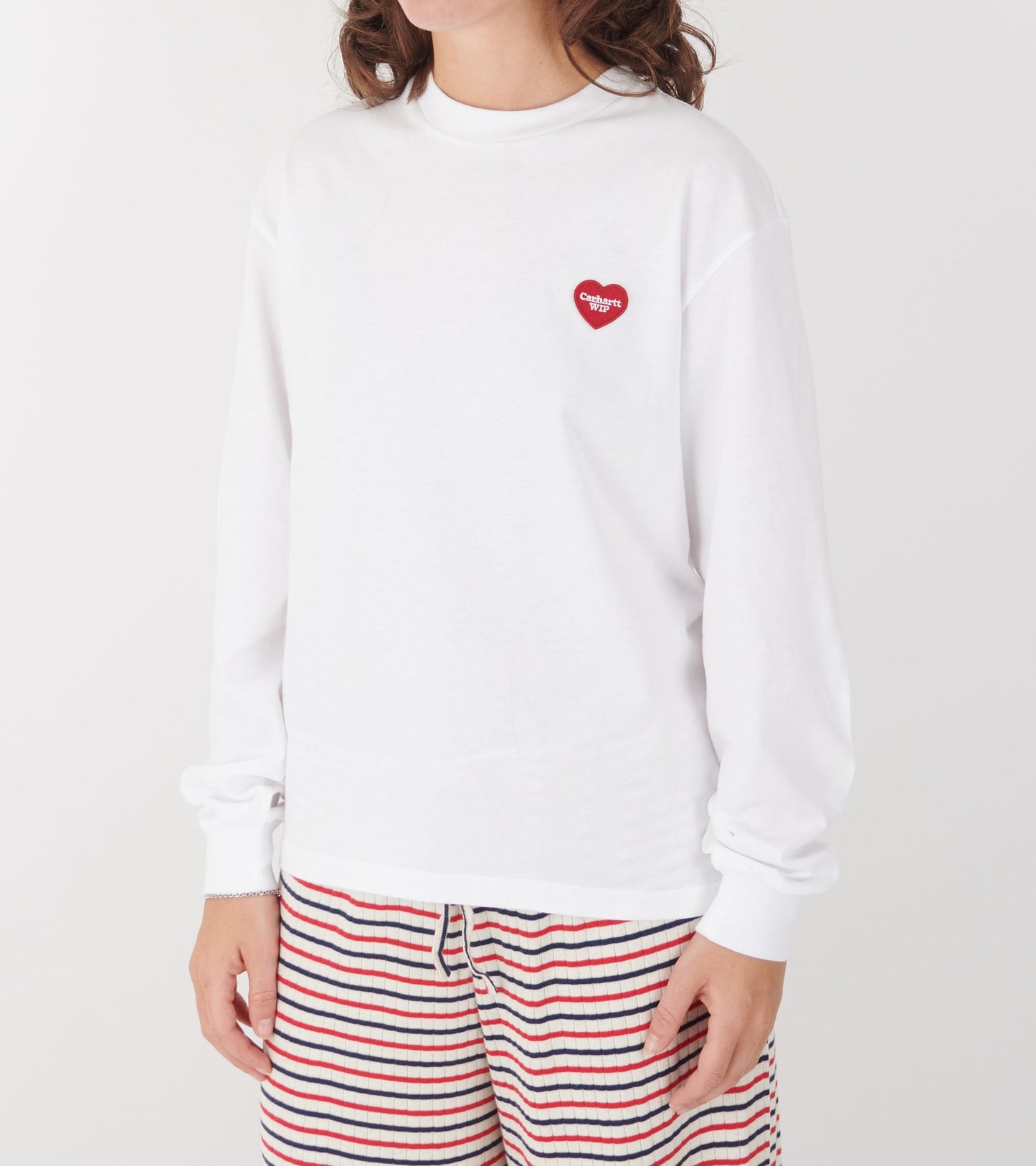 W L/S Heart Patch T-shirt White