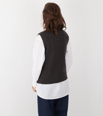 Elva Vest Dark Brown Melange