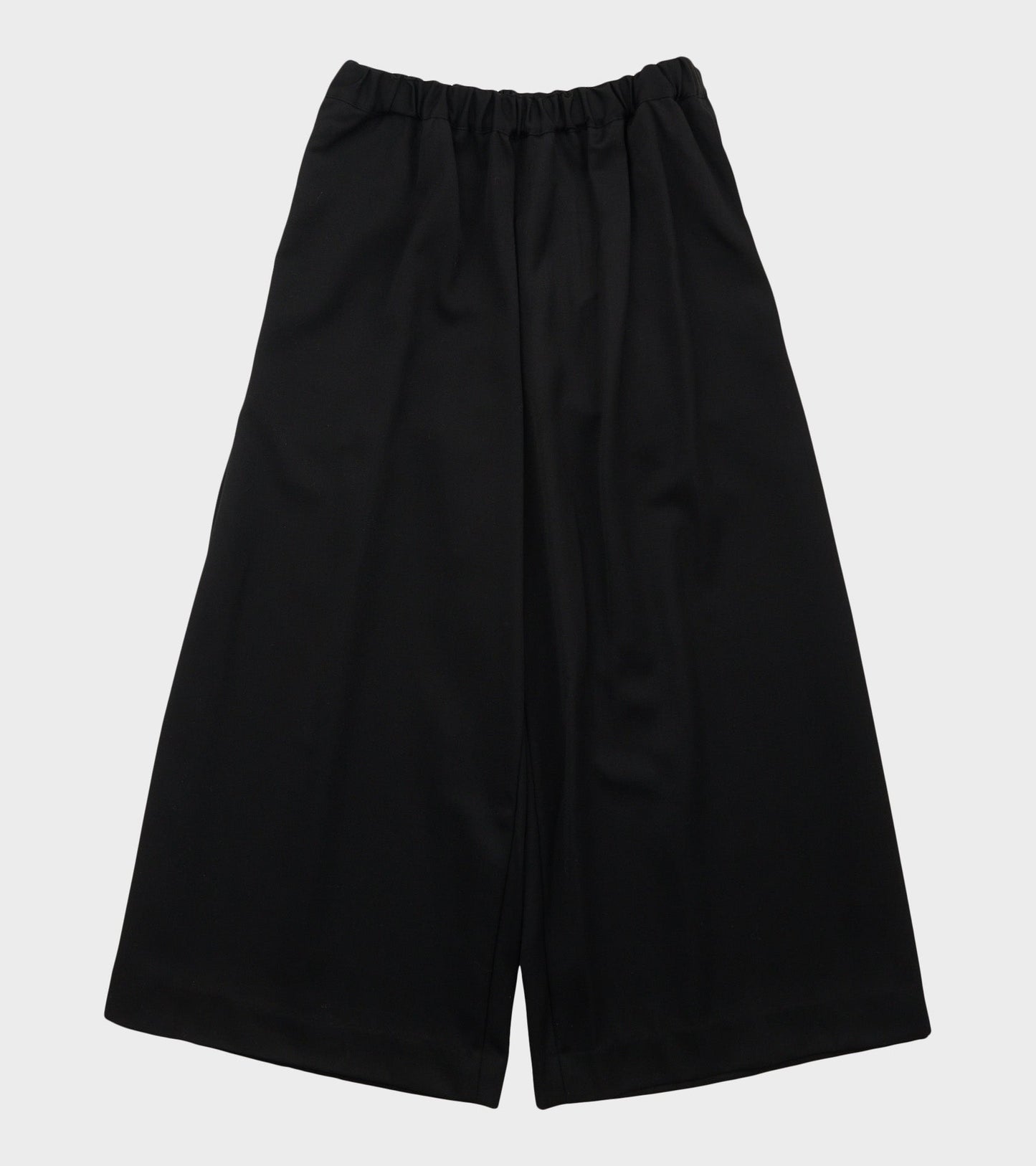 Wide Cropped Wool Pants Black