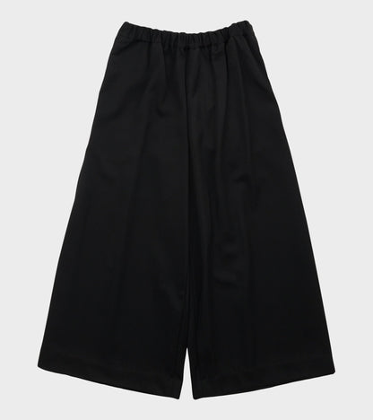 Wide Cropped Wool Pants Black
