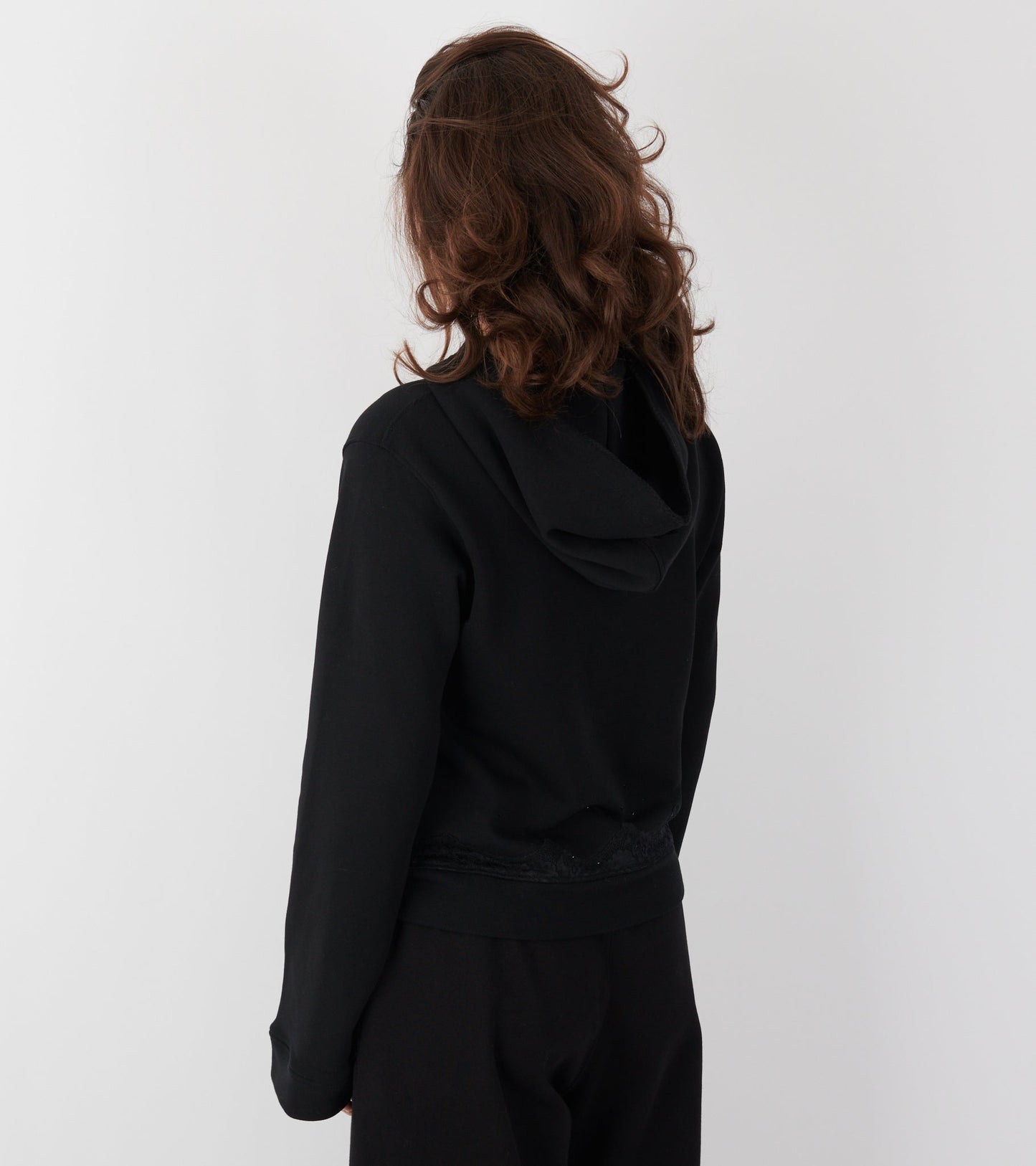 Lace Zip-up Hoodie Black