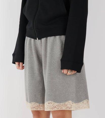Lace Bermuda Sweat Shorts Dark Grey Melange