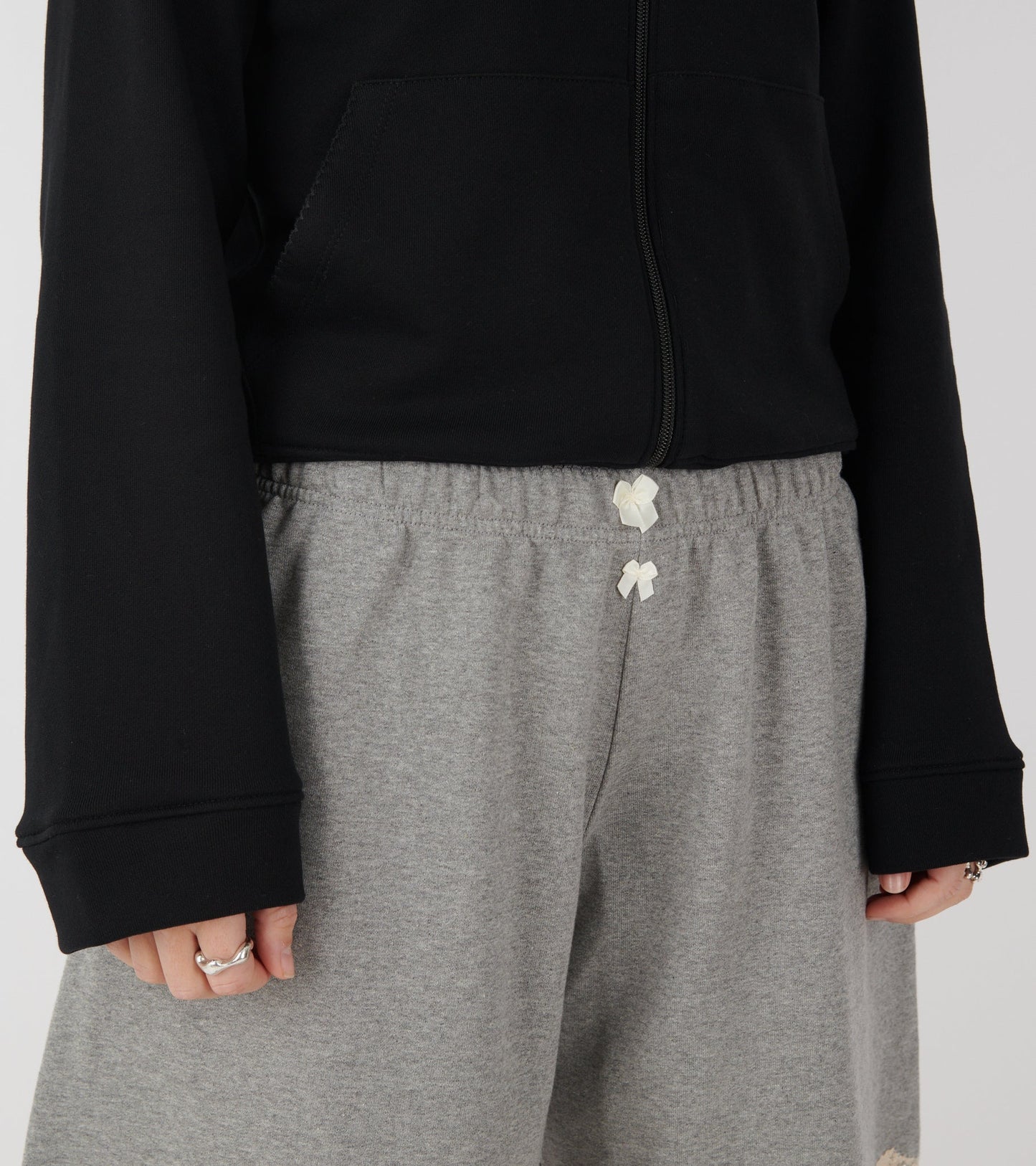 Lace Bermuda Sweat Shorts Dark Grey Melange