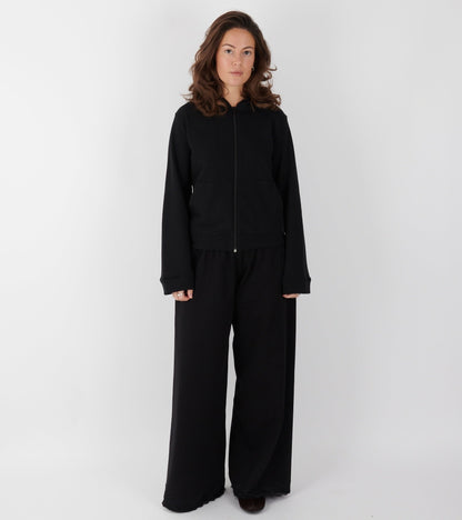 Lace Zip-up Hoodie Black