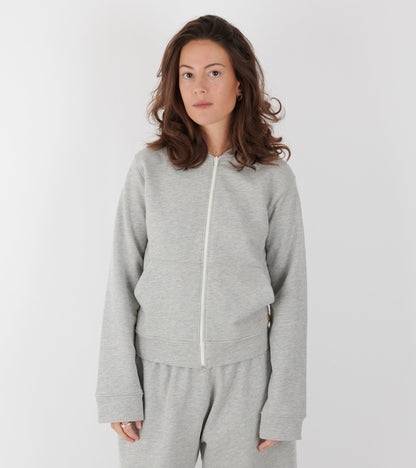 Lace Zip-up Hoodie Light Gray Melange