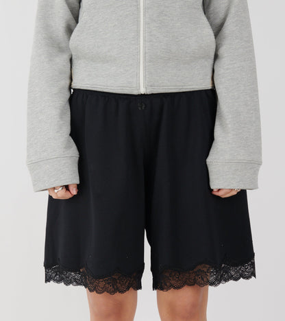 Lace Bermuda Sweat Shorts Black