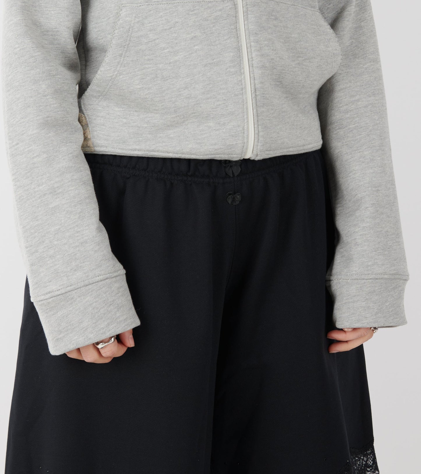 Lace Bermuda Sweat Shorts Black