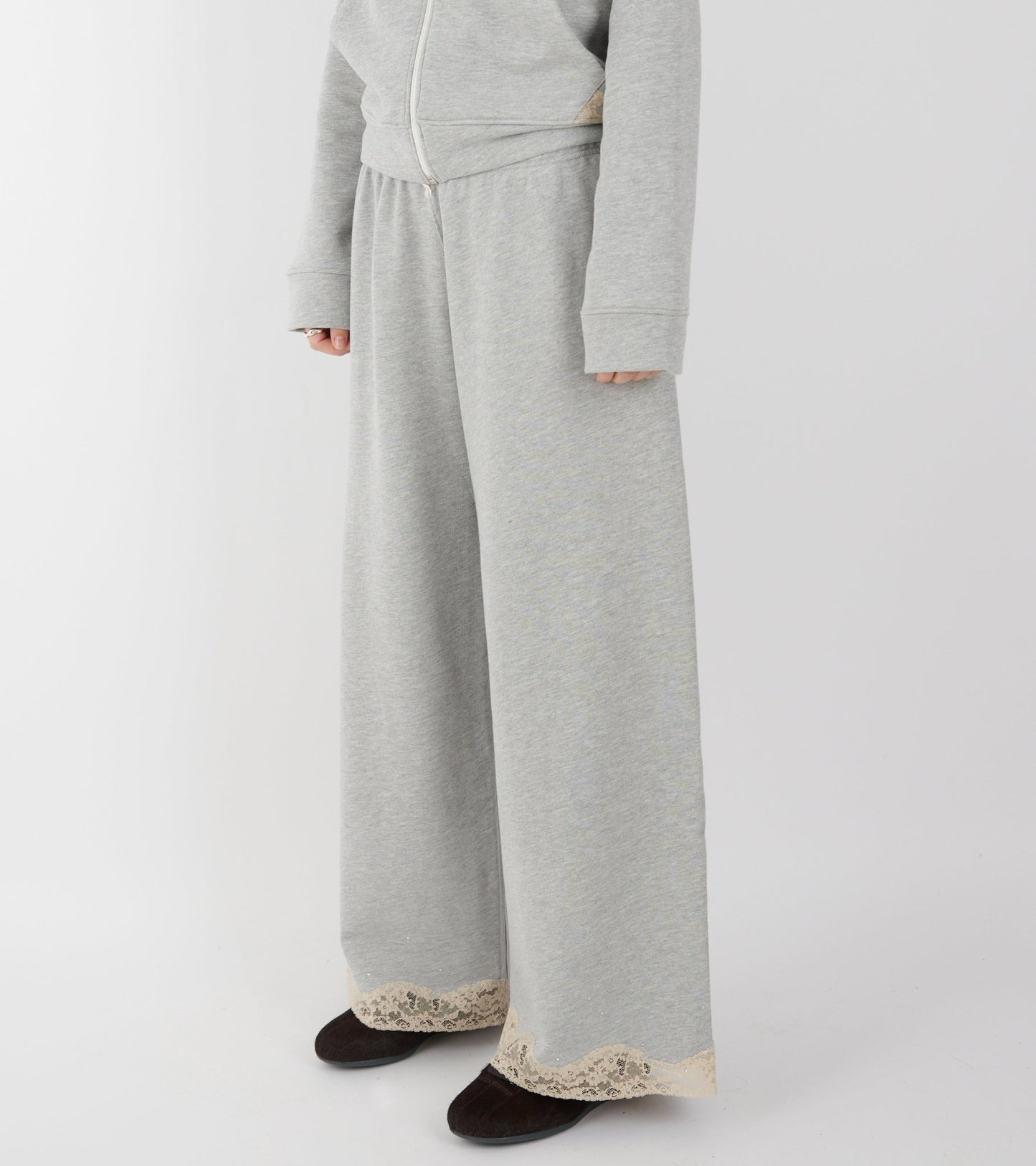 Lace Sweatpants Light Grey Melange
