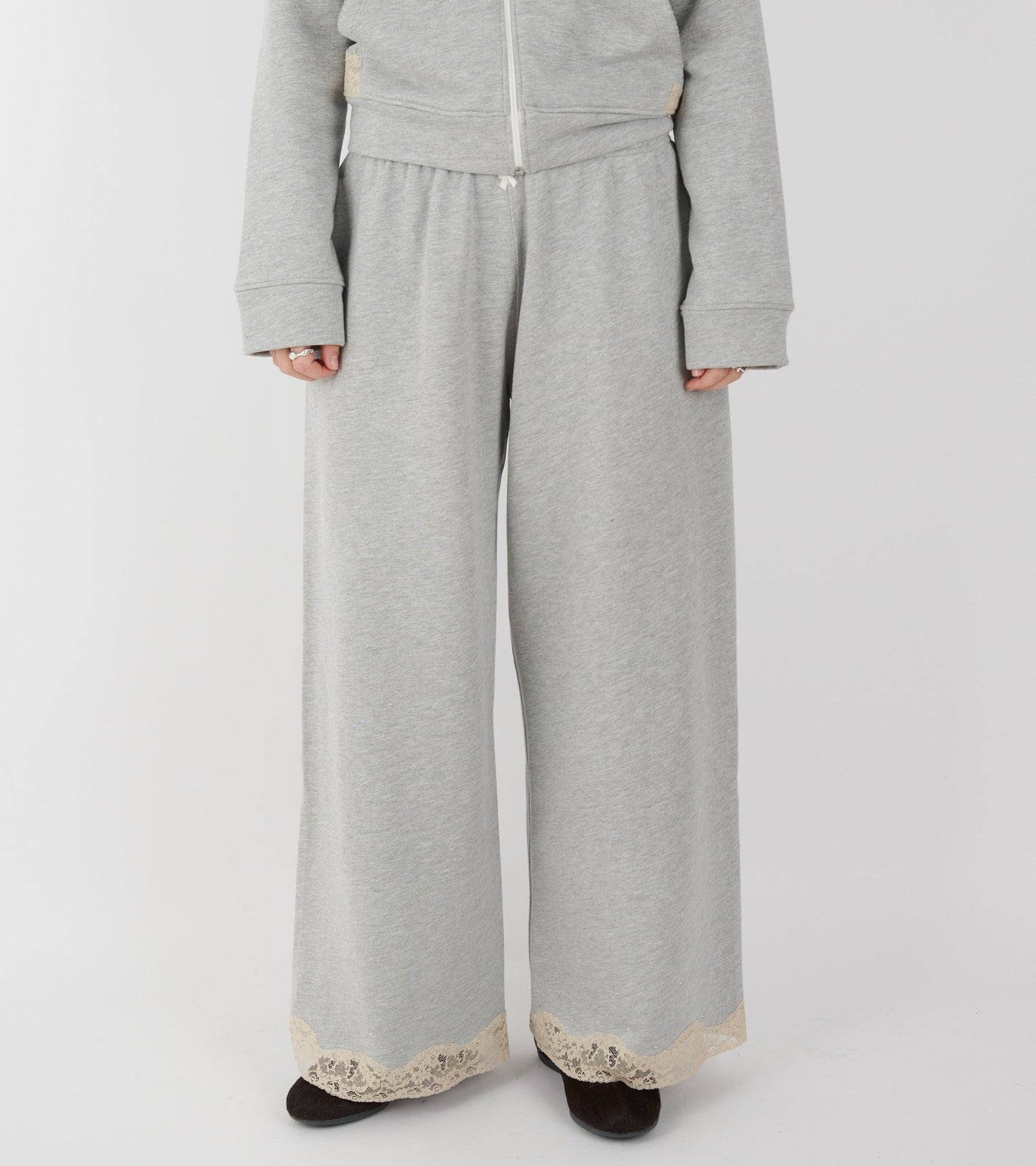 Lace Sweatpants Light Grey Melange