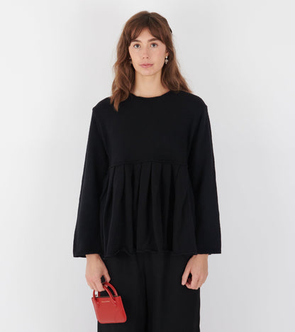 Wool Skirt Sweater Black