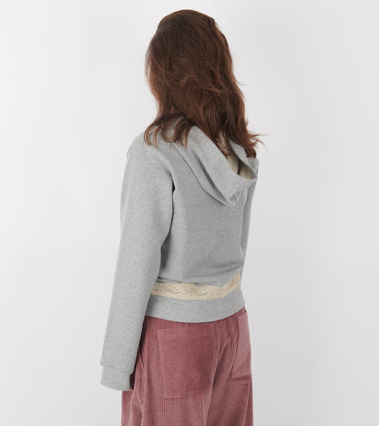 Lace Zip-up Hoodie Dark Grey Melange