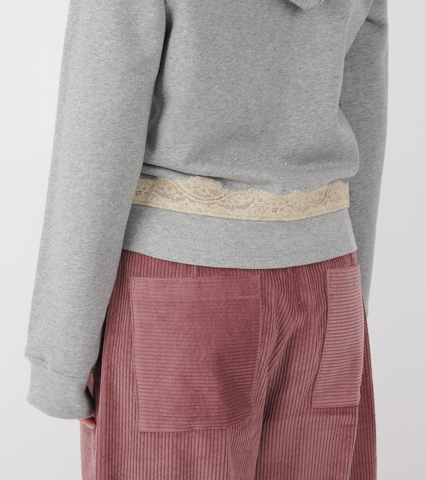 Lace Zip-up Hoodie Dark Grey Melange