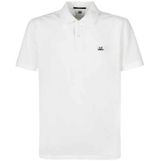 CP Company White Embroidered Polo Shirt