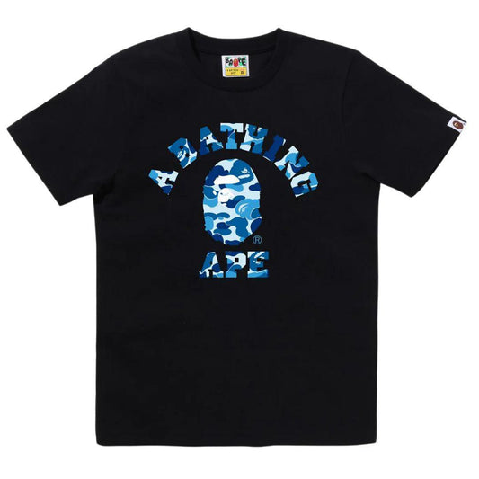 BAPE ABC CAMO COLLEGE T-SHIRT BLACK BLUE