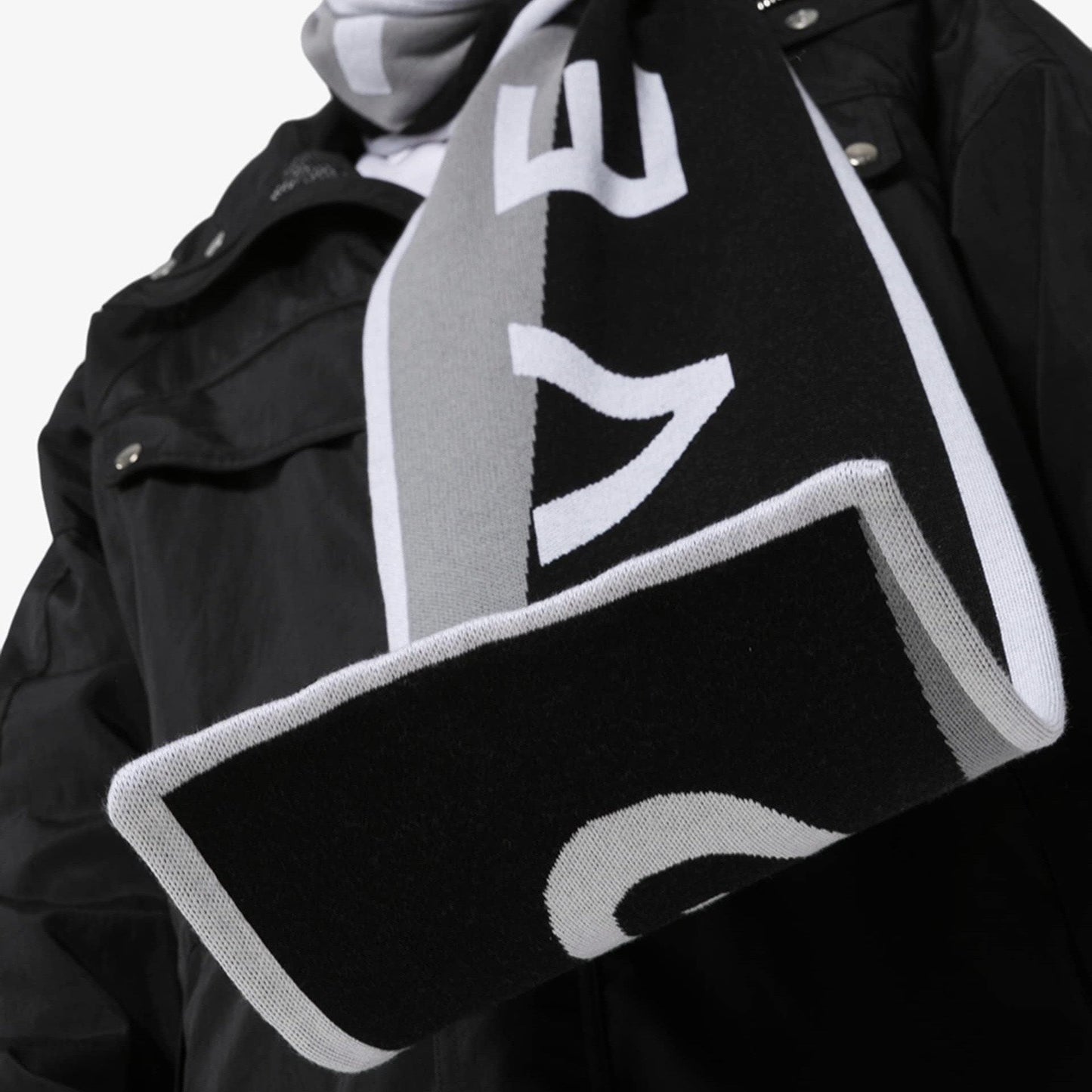 Givenchy Black & Grey Logo Team Scarf
