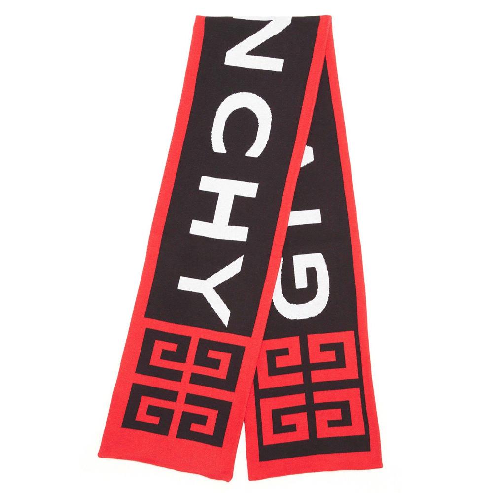 Givenchy Black & Red Logo Team Scarf
