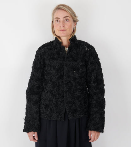 Curly Ruffle Mesh Jacket Black