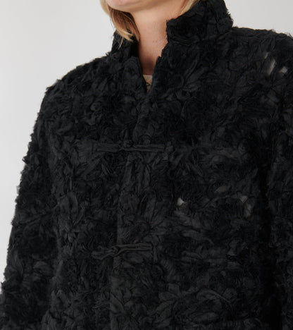 Curly Ruffle Mesh Jacket Black