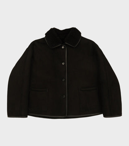 Suede Back Curly Hair Avis Jacket Black