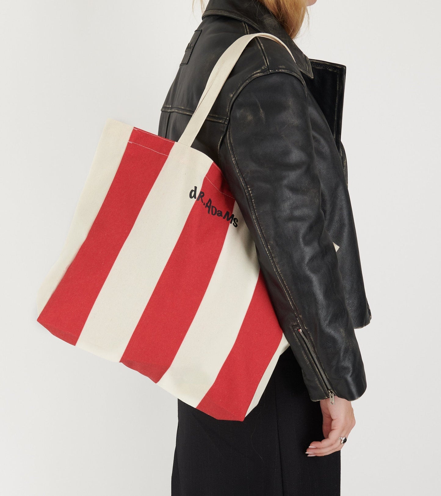 Dr. Adams Striped Tote Natural/Red