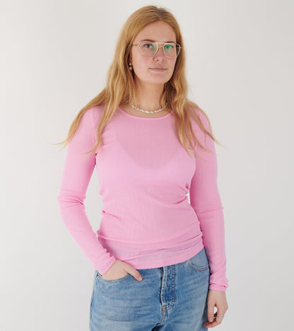 101 Rib Solid Colour Bubblegum Pink