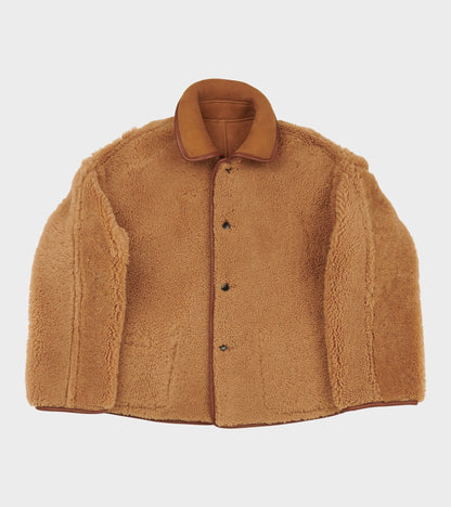 Suede Back Curly Hair Avis Jacket Tan
