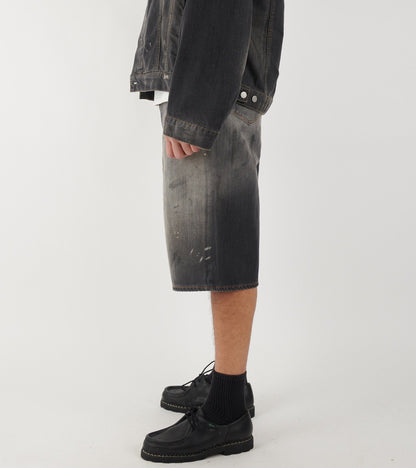 Distressed Baggy Denim Shorts Black