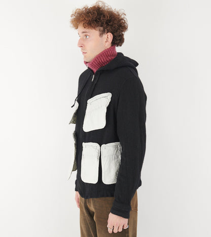 Wool Pocket Hoodie Black