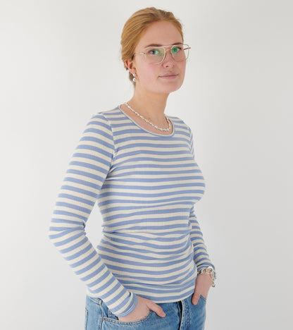 101 Rib Broadway Light Blue/Ecru