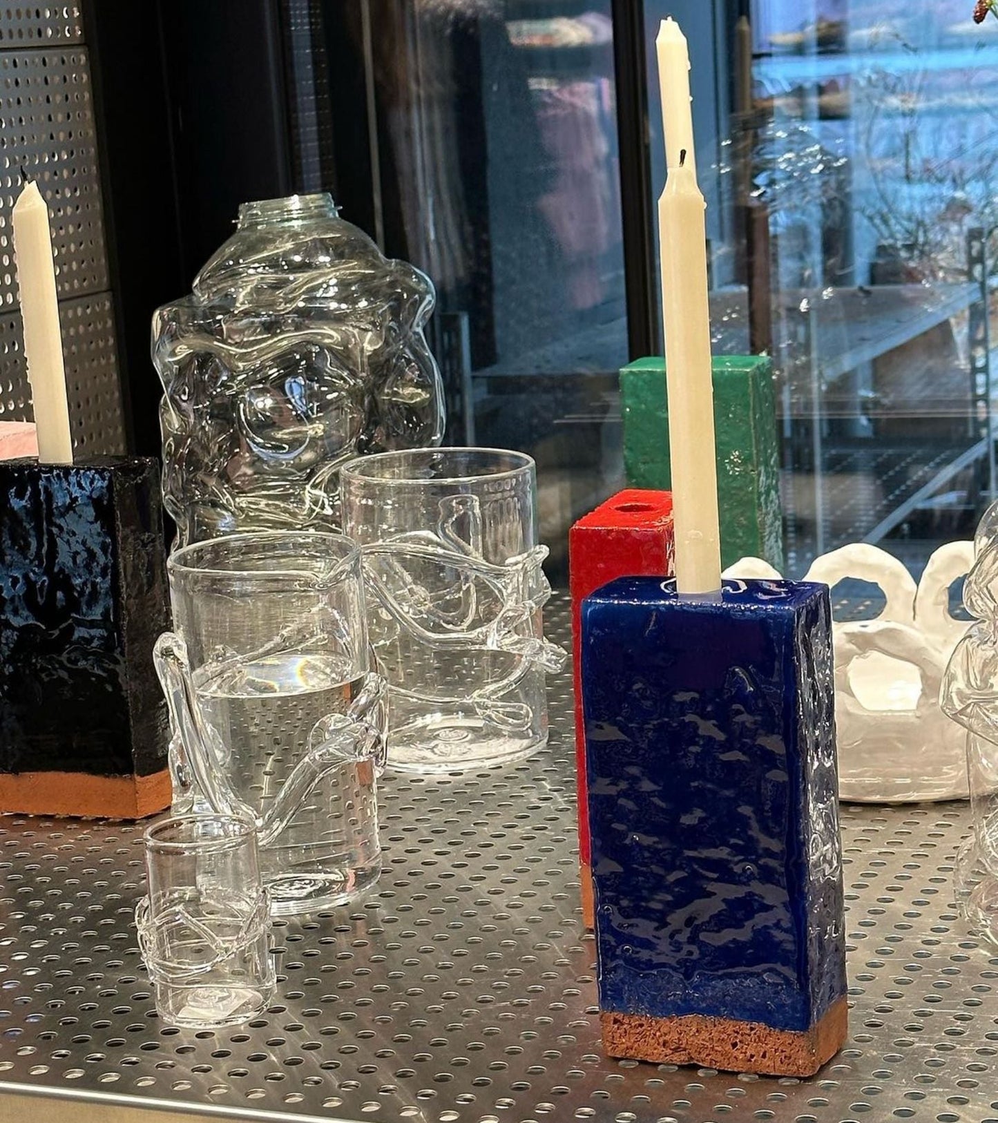 A Single Brick Candle Dark Blue