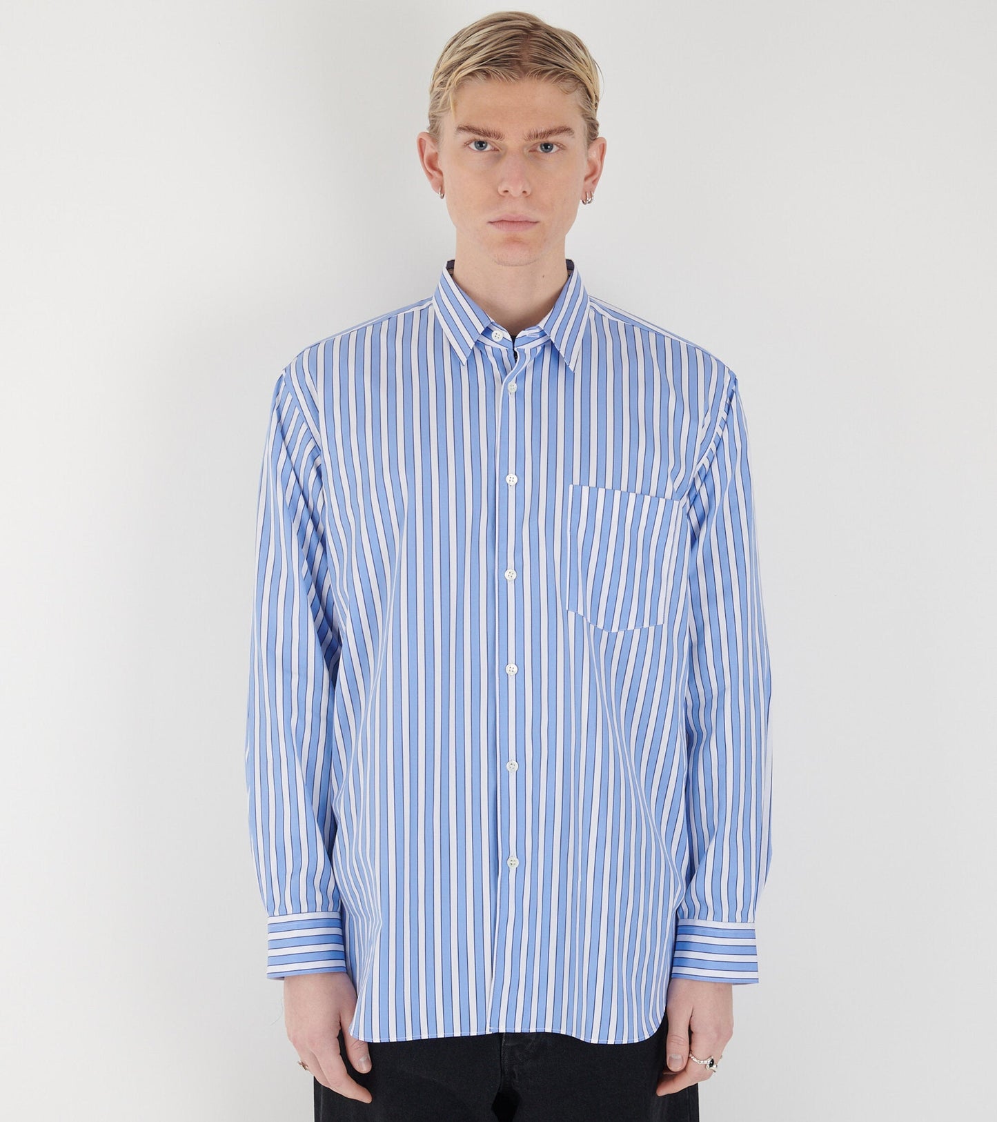 Mens Shirt Woven Blue/White