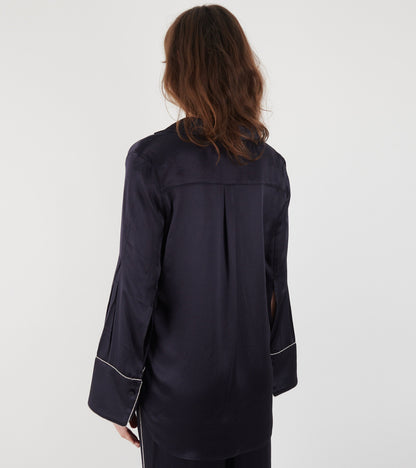 Phoebe Satin Shirt Midnight